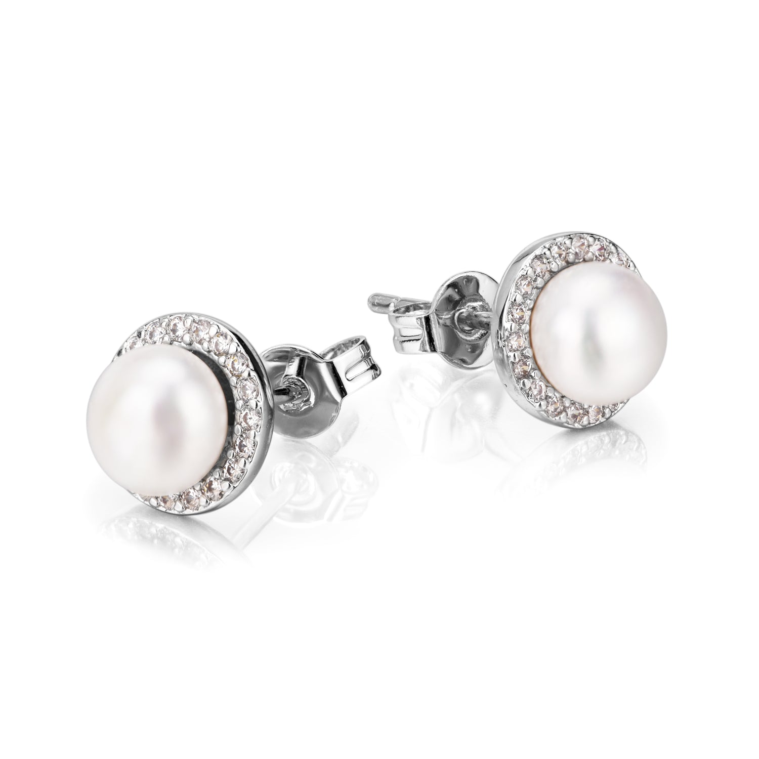 Vintage-Inspired-Freshwater-Cultured-Pearl-&-White-Topaz-Halo-Earrings-Earrings