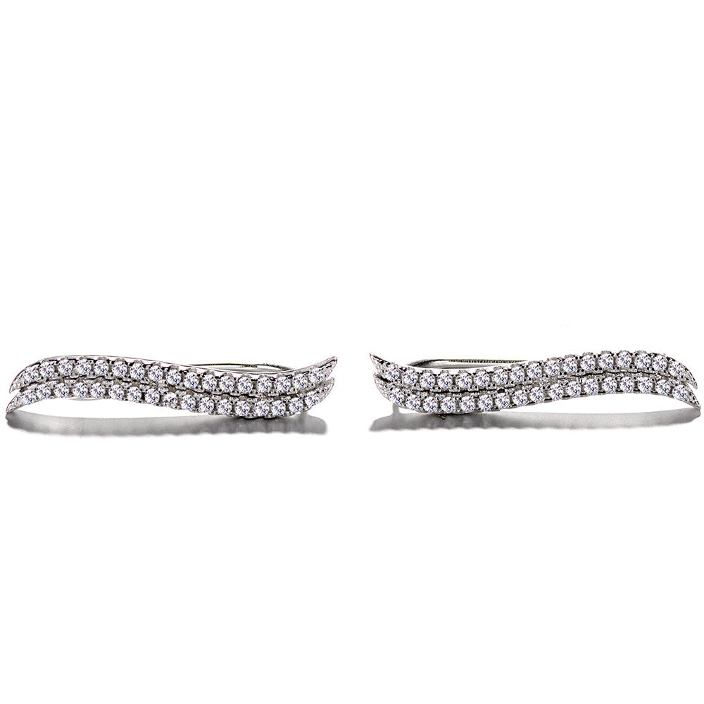 Sterling-Silver-Double-Wave-Crystal-Climber-Earrings-Earrings