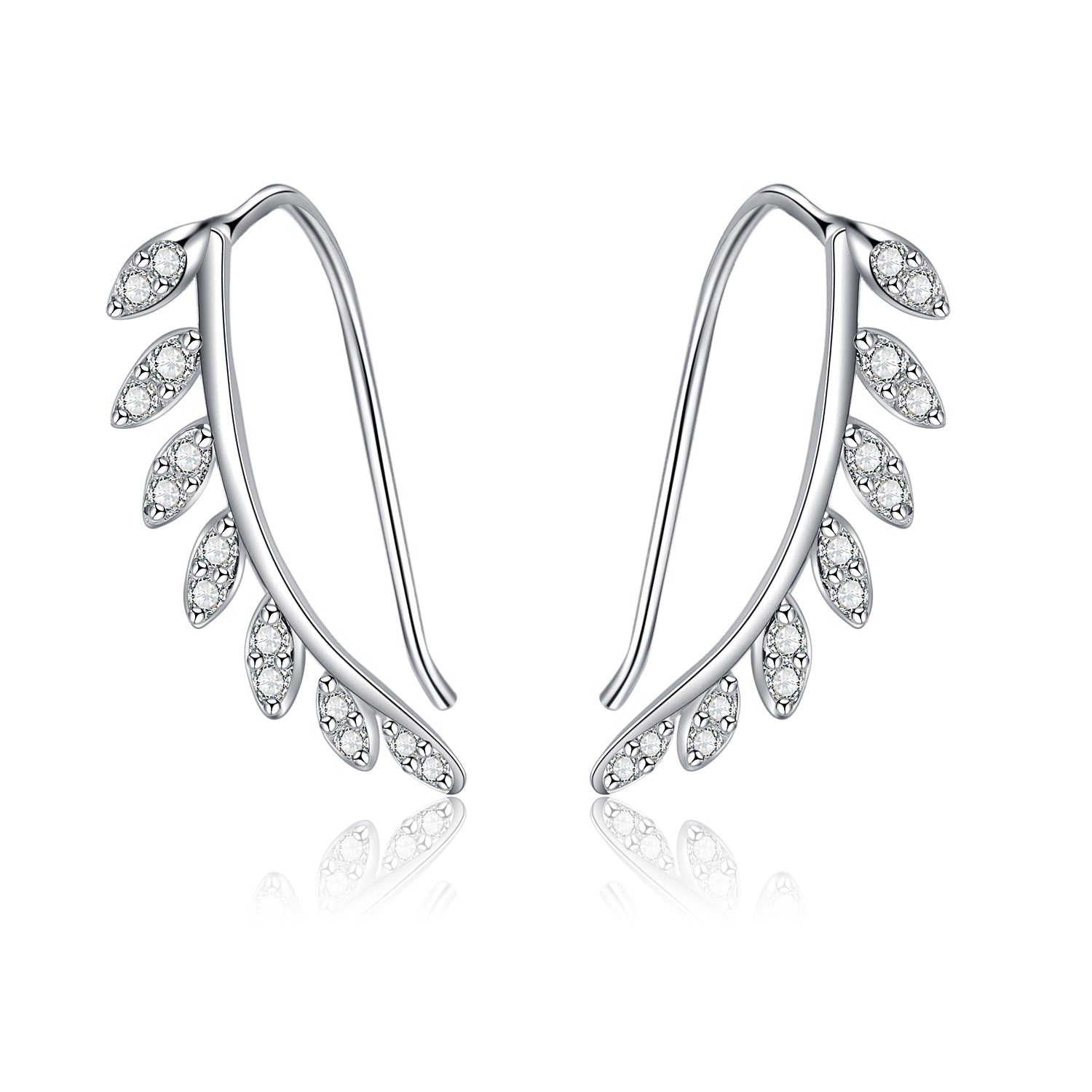 Sterling-Silver-Swarovski-Crystal-Leaf-Climber-Earring-Earrings