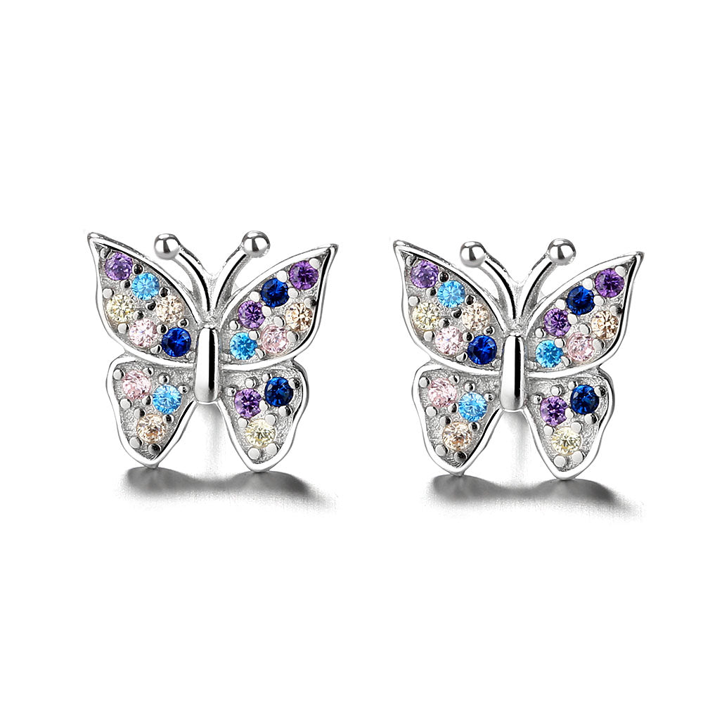 Sterling-Silver-Multi-Colored-Swarvoski-Crystal-Butterfly-Earring-Earrings
