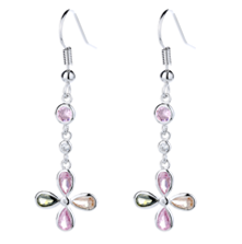 Sterling-Silver-Multi-Colored-Swarovski-Floral-Drop-Earrings-Earrings