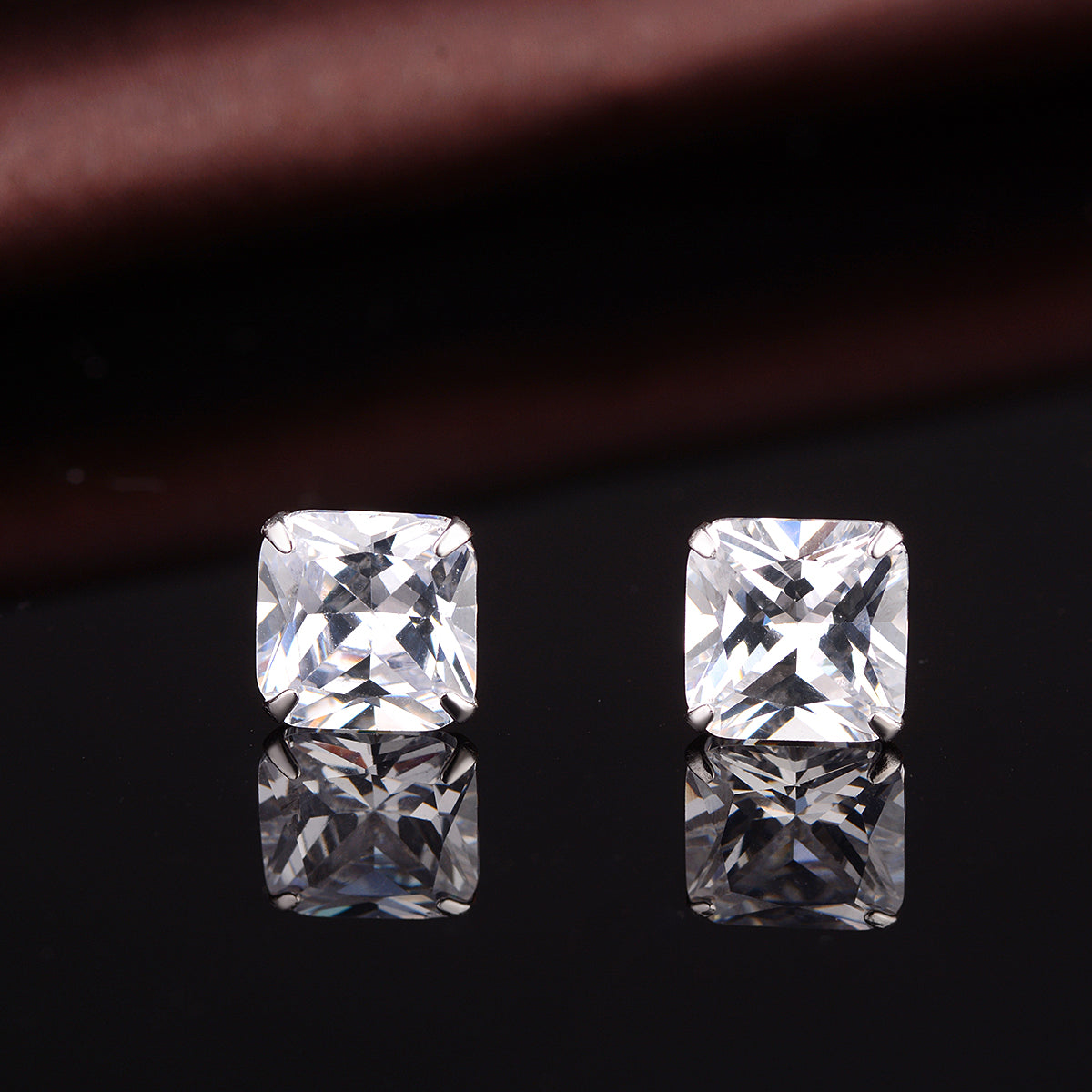Sterling-Silver-Swarovski-Crystal-Square-Stud-Earrings-Earrings