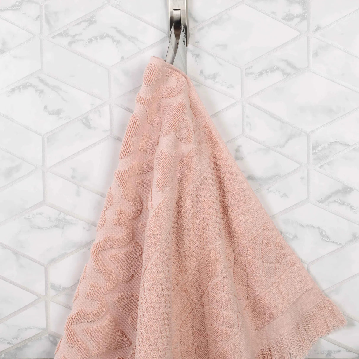 Cotton Geometric Jacquard Absorbent Bath Towel Set of 3 - Bath Towel by Superior Brand