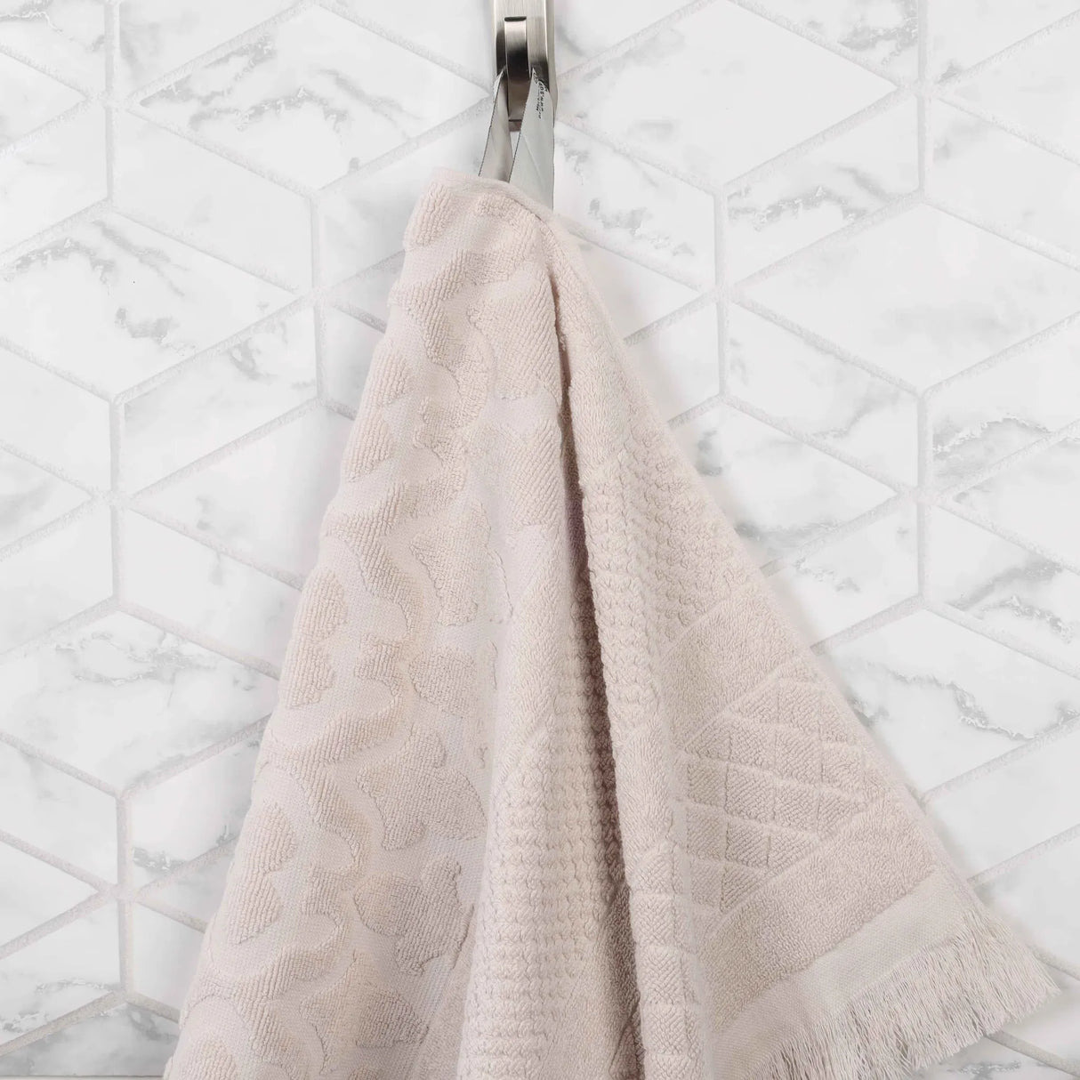 Cotton Geometric Jacquard Absorbent Bath Towel Set of 3 - Bath Towel by Superior Brand