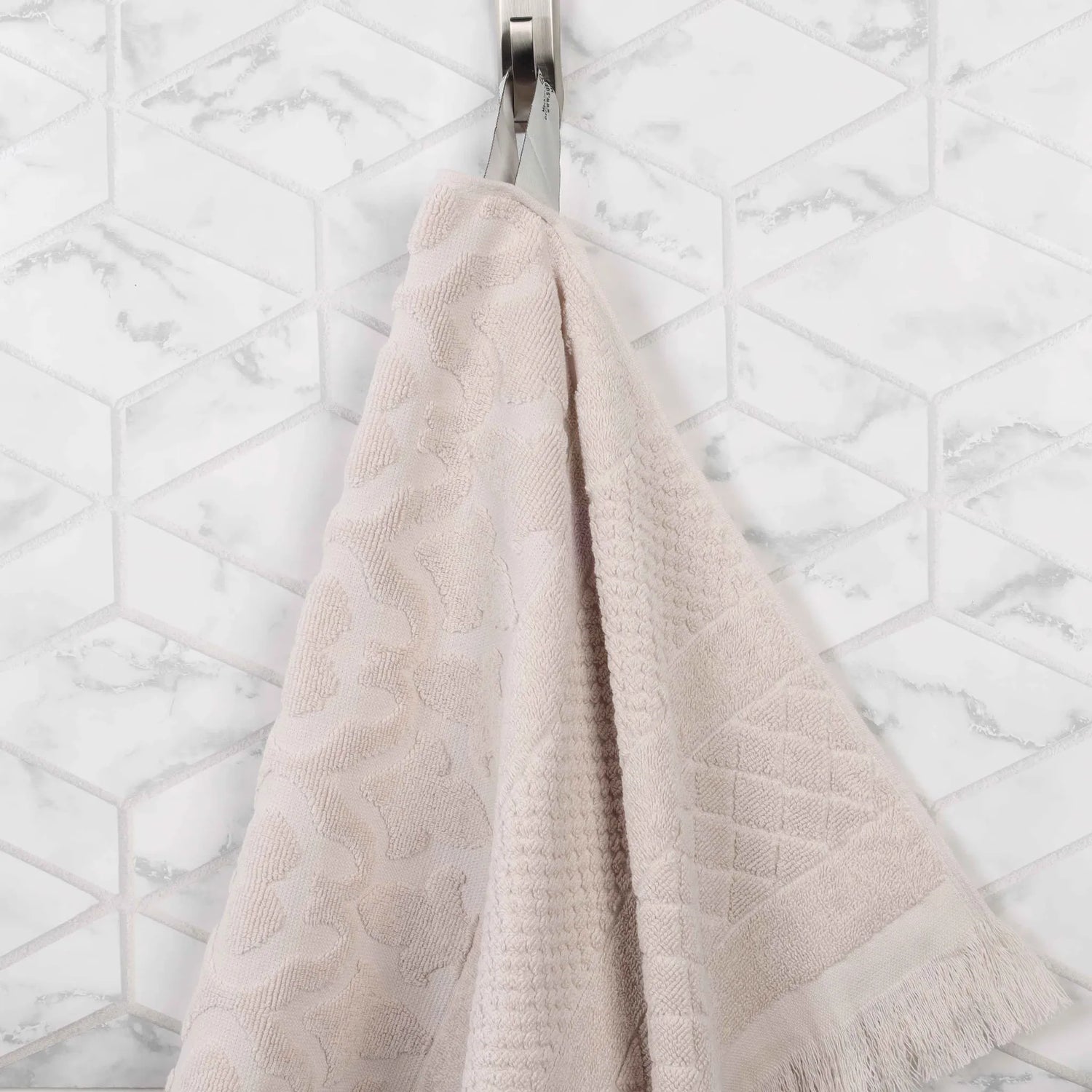 Cotton Geometric Jacquard Absorbent Bath Towel Set of 3 - Bath Towel by Superior Brand