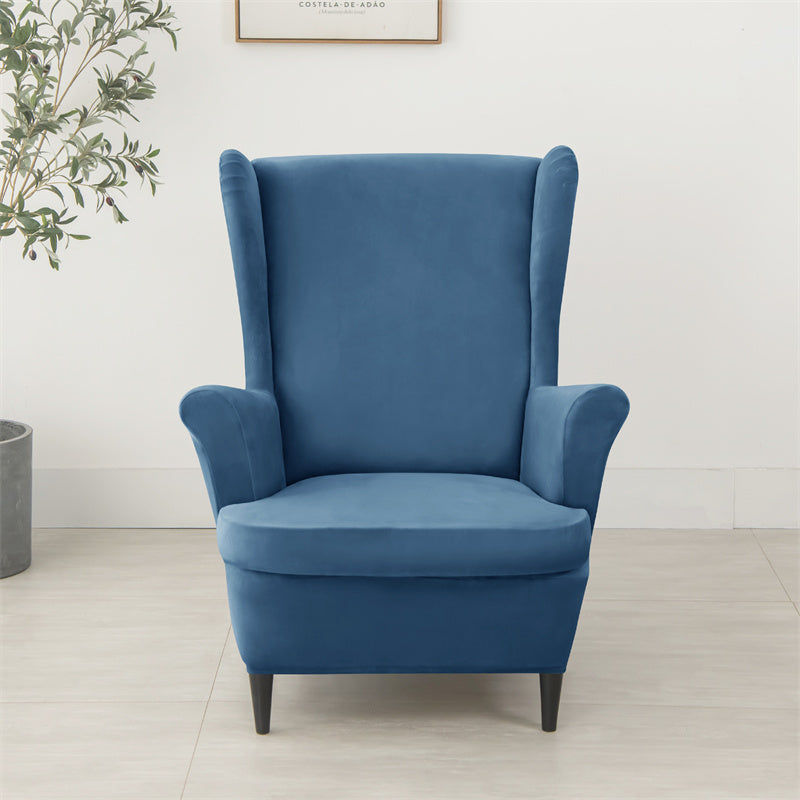 Velvet Wing Chair Cover Stretch Spandex Wingback Chair Cover Elastic Armchair Cover Sofa Covers with Seat Cushion Cover