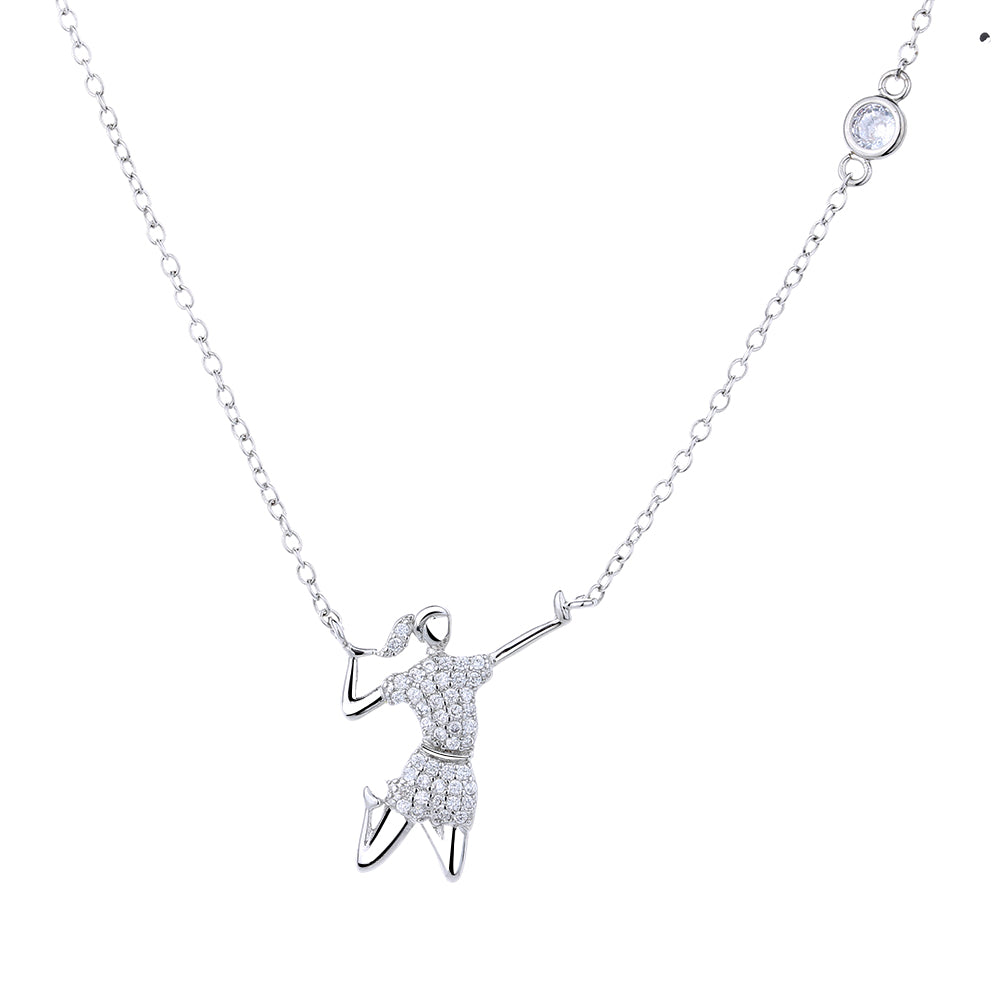 Sterling-Silver-Volleyball-Player-Pendant-Necklace-Necklaces