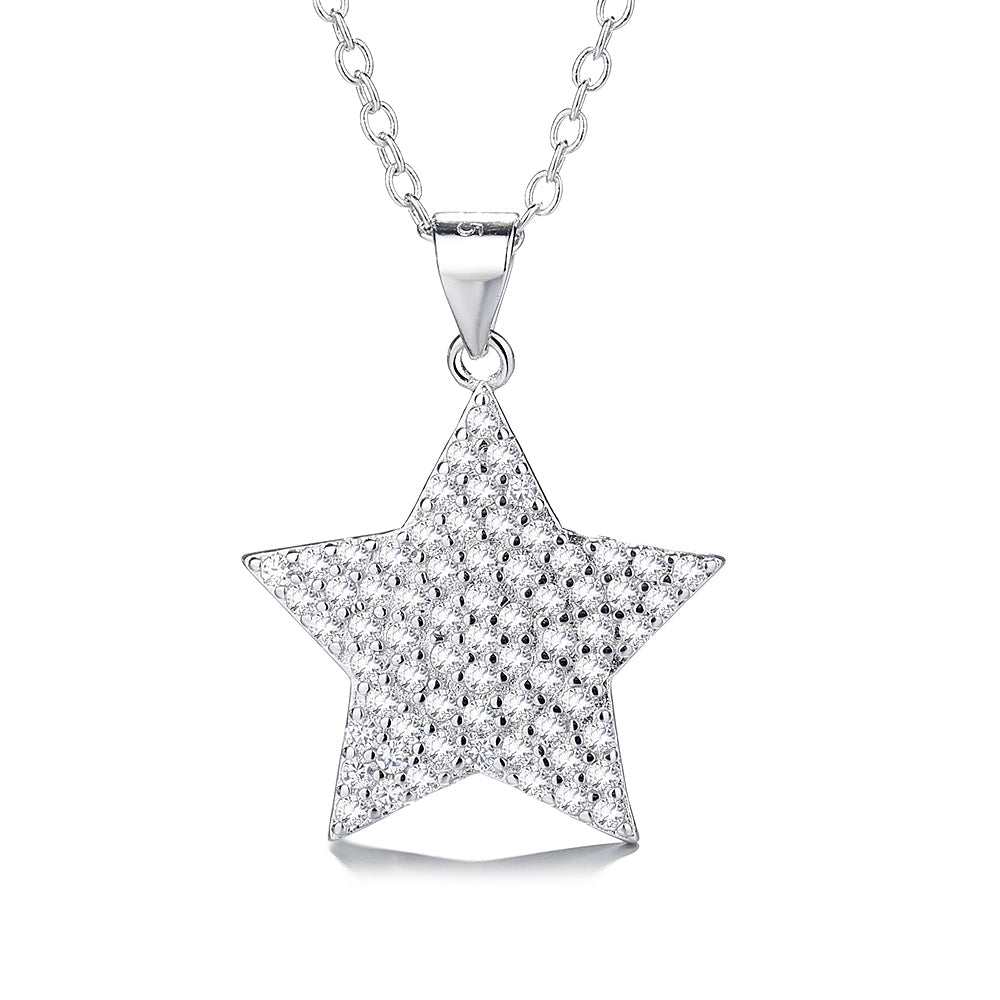 Sterling-Silver-Star-Pendant-Necklace-With-Crystals-From-Swarovski-Necklaces
