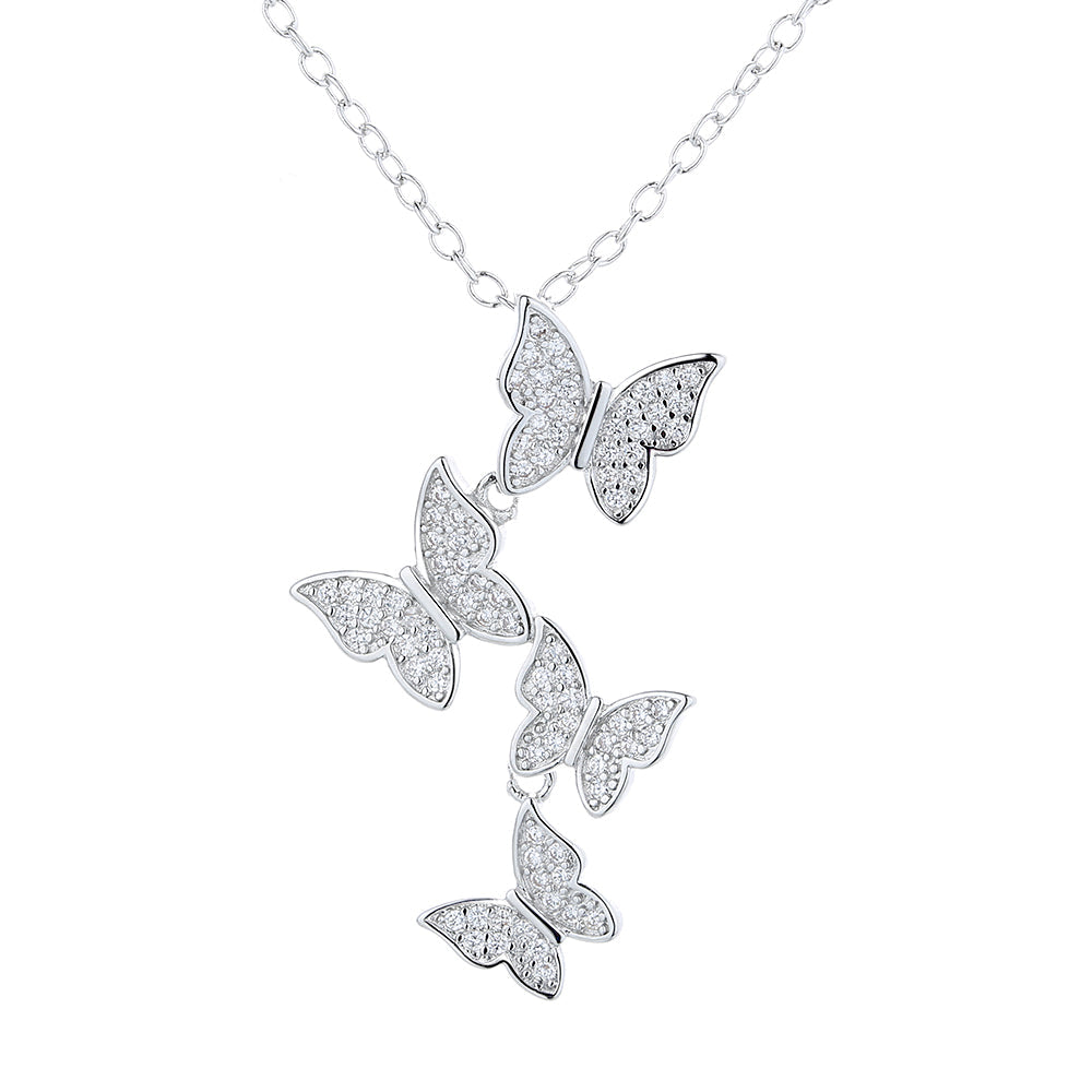 Swarovski-Crystal-Dangling-Multi-Butterfly-Pendant-Necklace-Necklaces