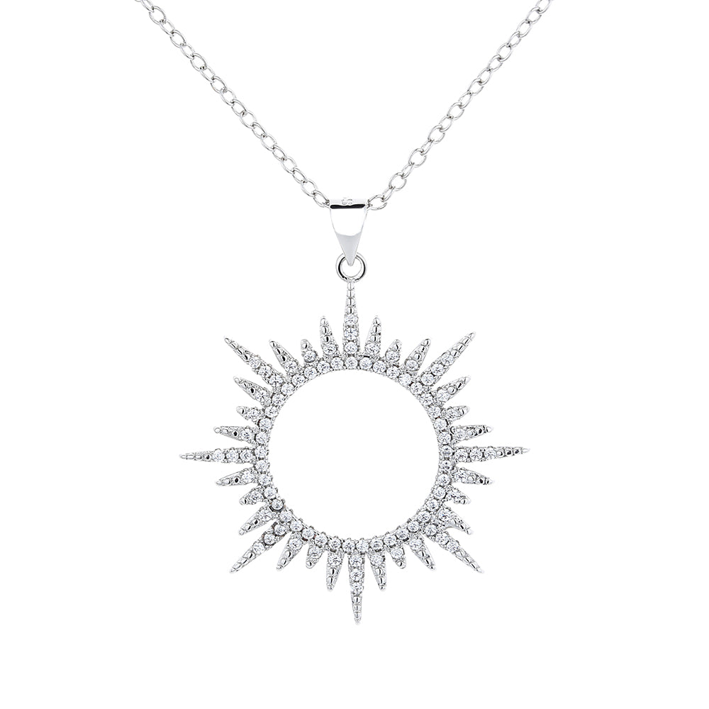 Sterling-Silver-Sunburst-Pendant-Necklace-With-Crystals-From-Swarovski-Necklaces