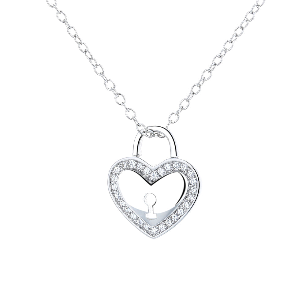 Sterling-Silver-Heart-Lock-Pendant-Necklace-With-Swarovski-Crystals-Necklaces