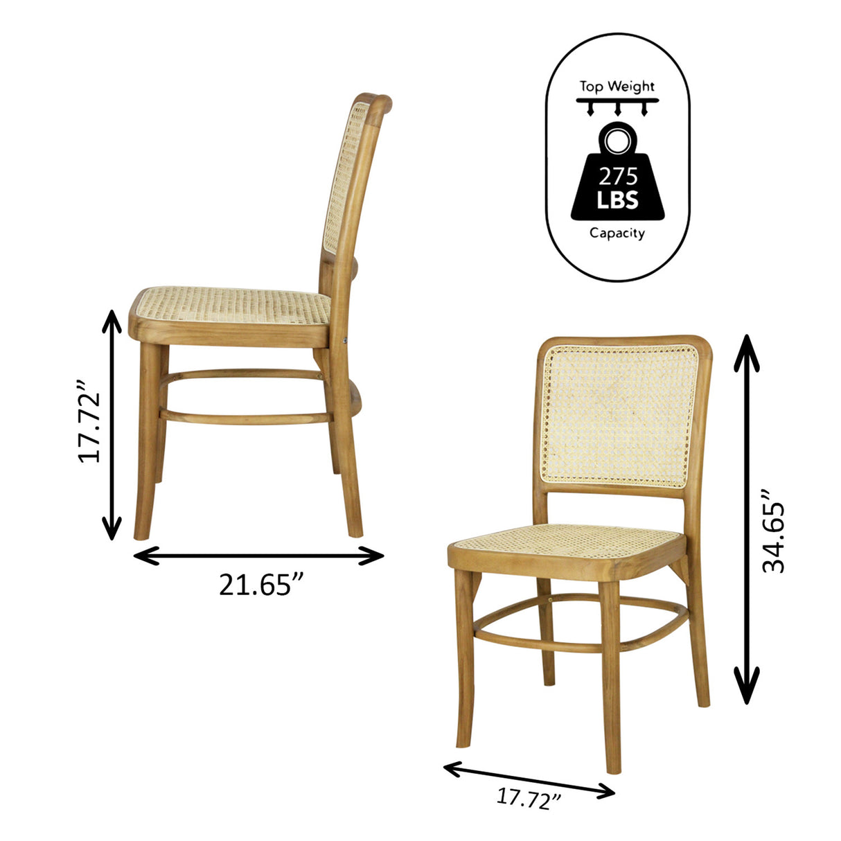 Colmar Mid-Century Vintage Wood Rattan Dining Chair
