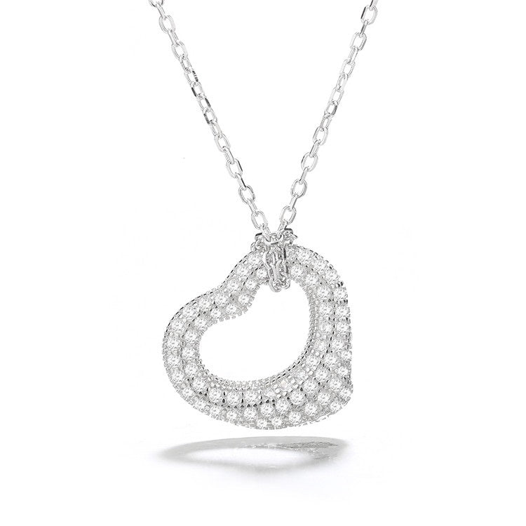 Sterling-Silver-Swarovski-Crystal-Pave-Heart-Pendant-Necklaces
