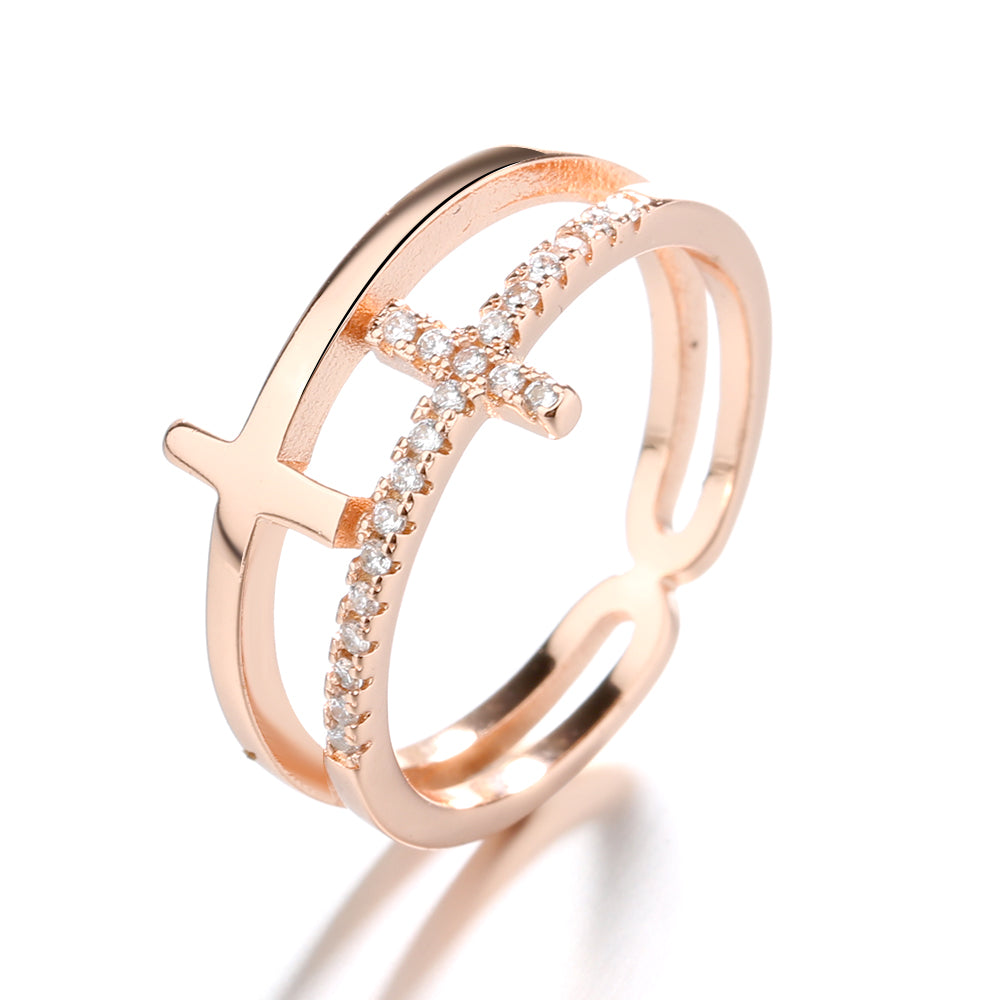Sterling-Silver,-18k-Gold,-or-Rose-Gold-Sideways-Adjustable-Cross-Ring-Rings