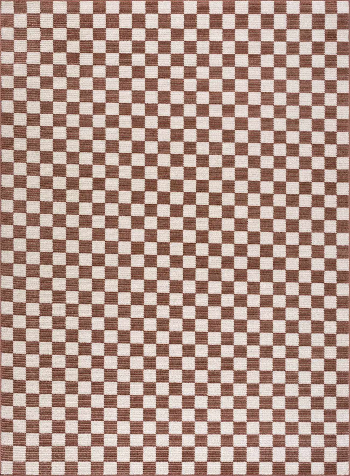 Kaysar Brown Checkered Washable Area Rug
