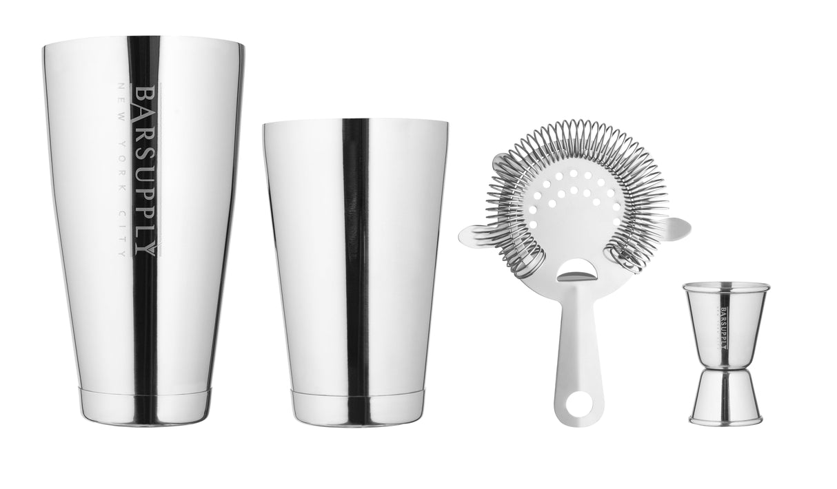 Professional 4-Piece Boston Cocktail Shaker Set
