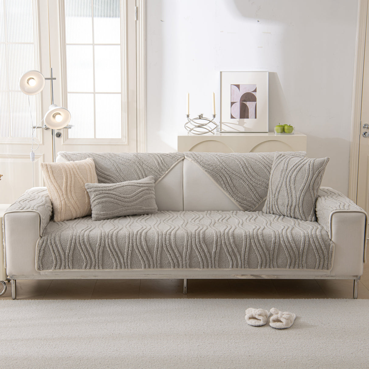Winter Thickened Non-slip Blanket, Three-Dimensional Embossed Cotton Velvet Sofa Cover