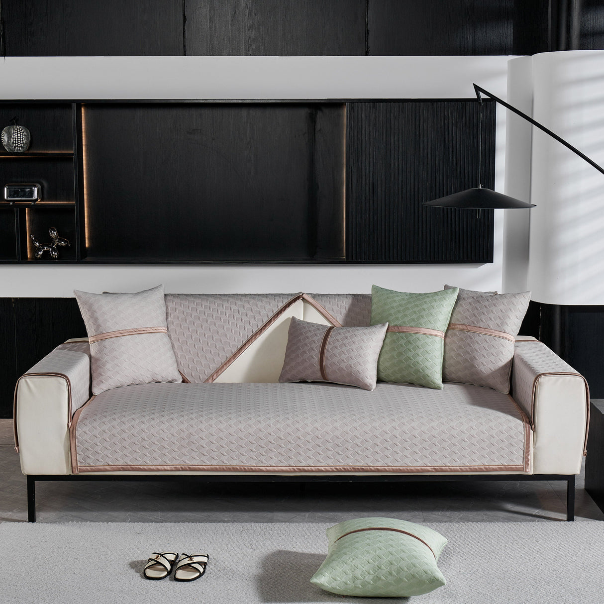 Geometric 3D Sofa Cover, Non-Slip Couch Protector for Seat, Backrest & Armrest