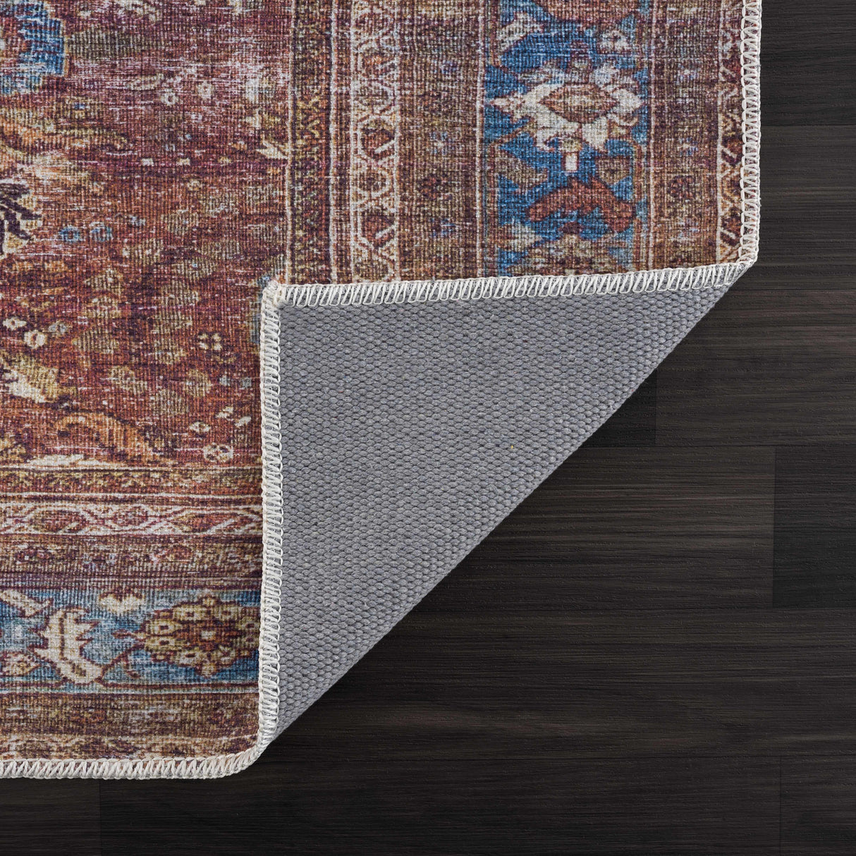 Rust Baki Traditional Washable Area Rug - Clearance