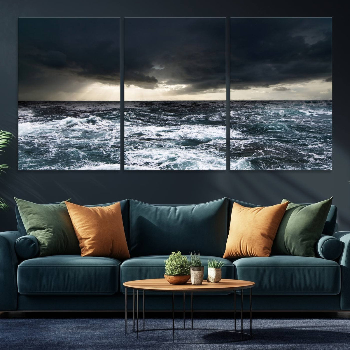 Dark Clouds Stormy Sea Wall Art Canvas Print – Framed Large