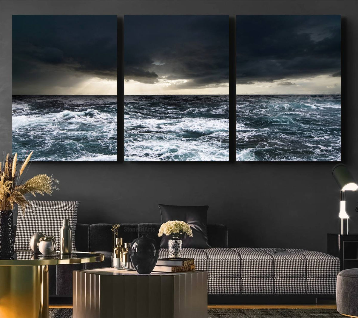Dark Clouds Stormy Sea Wall Art Canvas Print – Framed Large