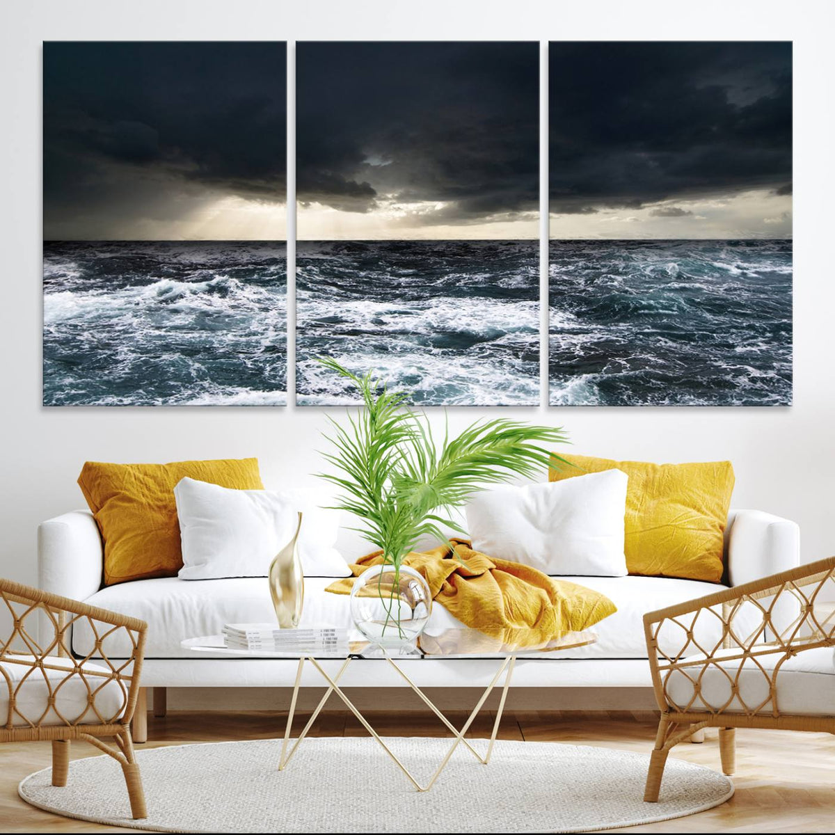 Dark Clouds Stormy Sea Wall Art Canvas Print – Framed Large