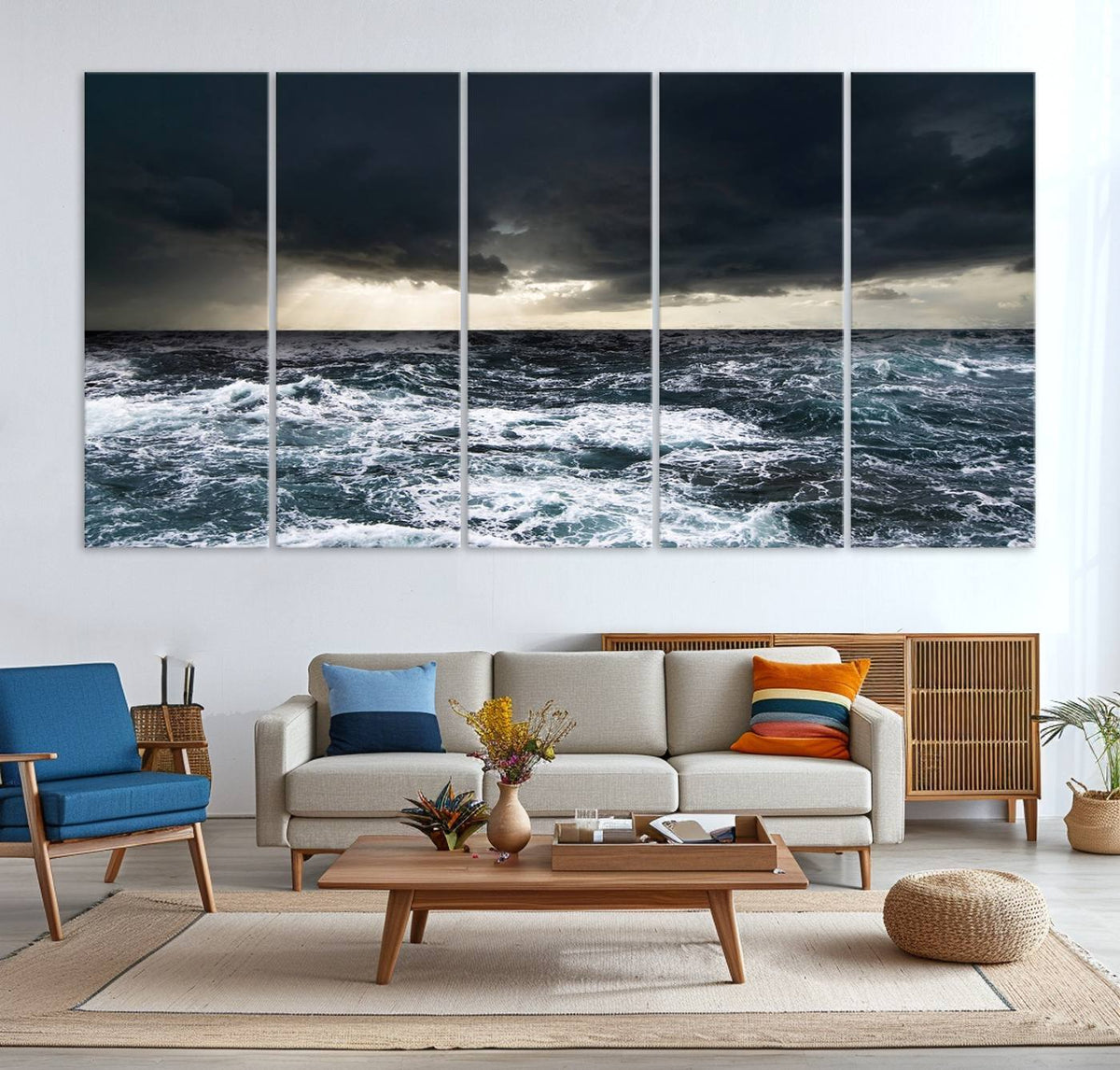 Dark Clouds Stormy Sea Wall Art Canvas Print – Framed Large
