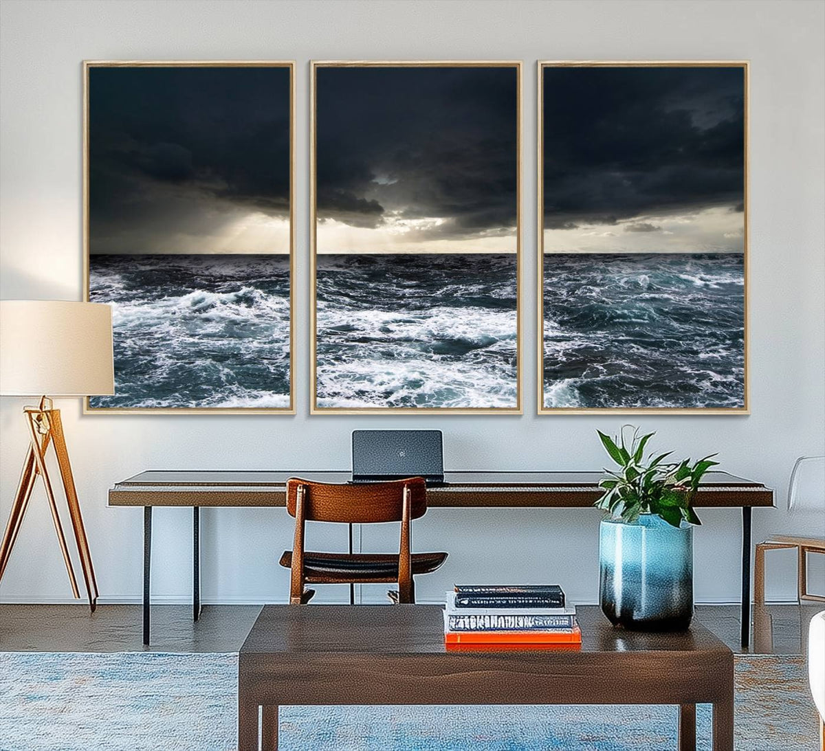 Dark Clouds Stormy Sea Wall Art Canvas Print – Framed Large