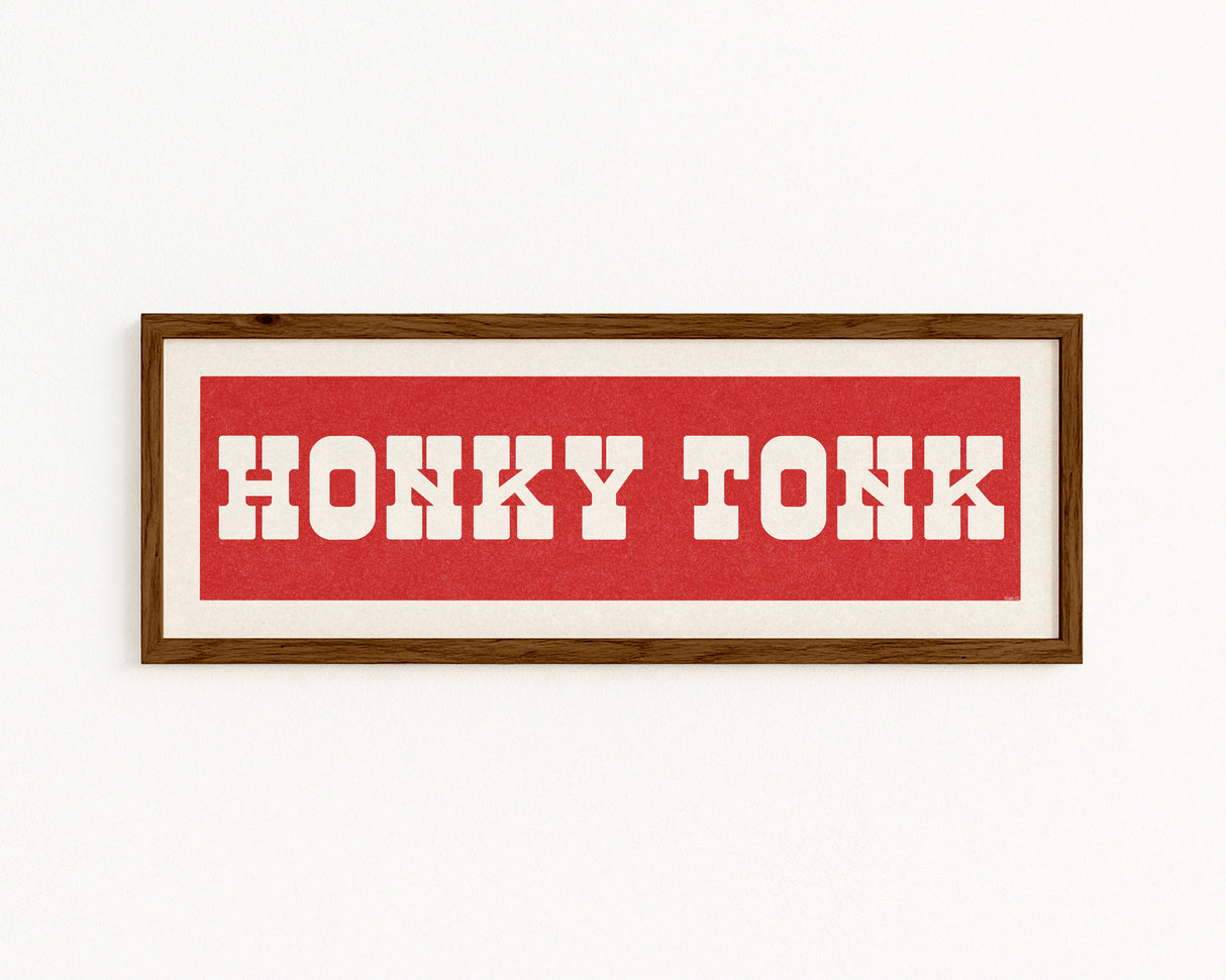 Framed HONKY TONK Sign Red & White Art Print