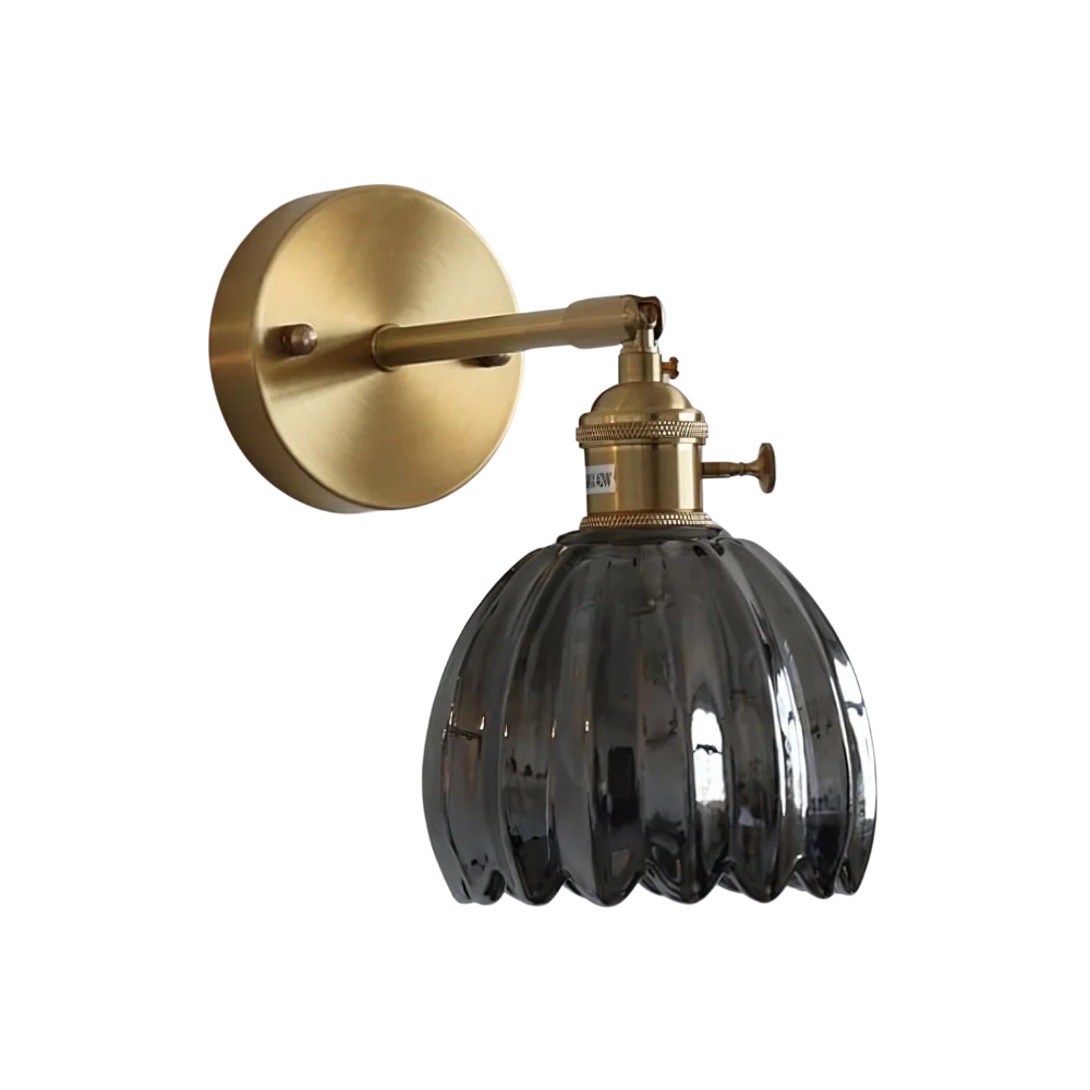 Vintage Brass Tulip Glass Wall Sconce 1-Light Classic Wall Light