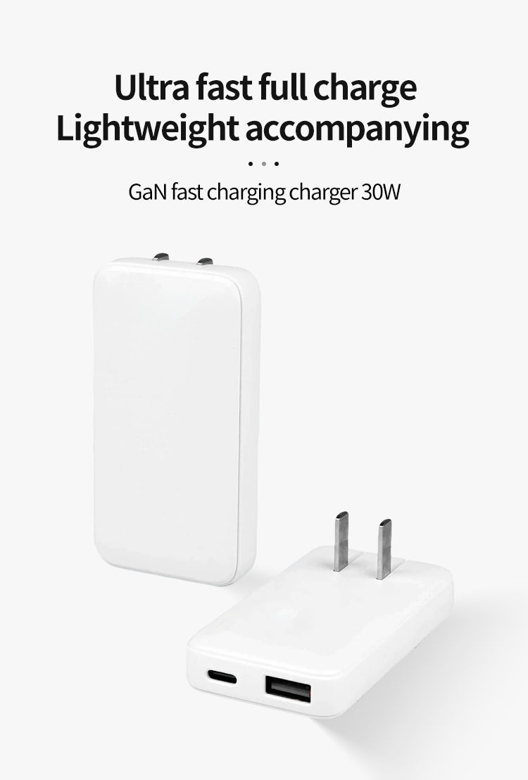 2-Pack Ultra-Slim 30W USB-C & USB-A Dual-Port Fast Charger