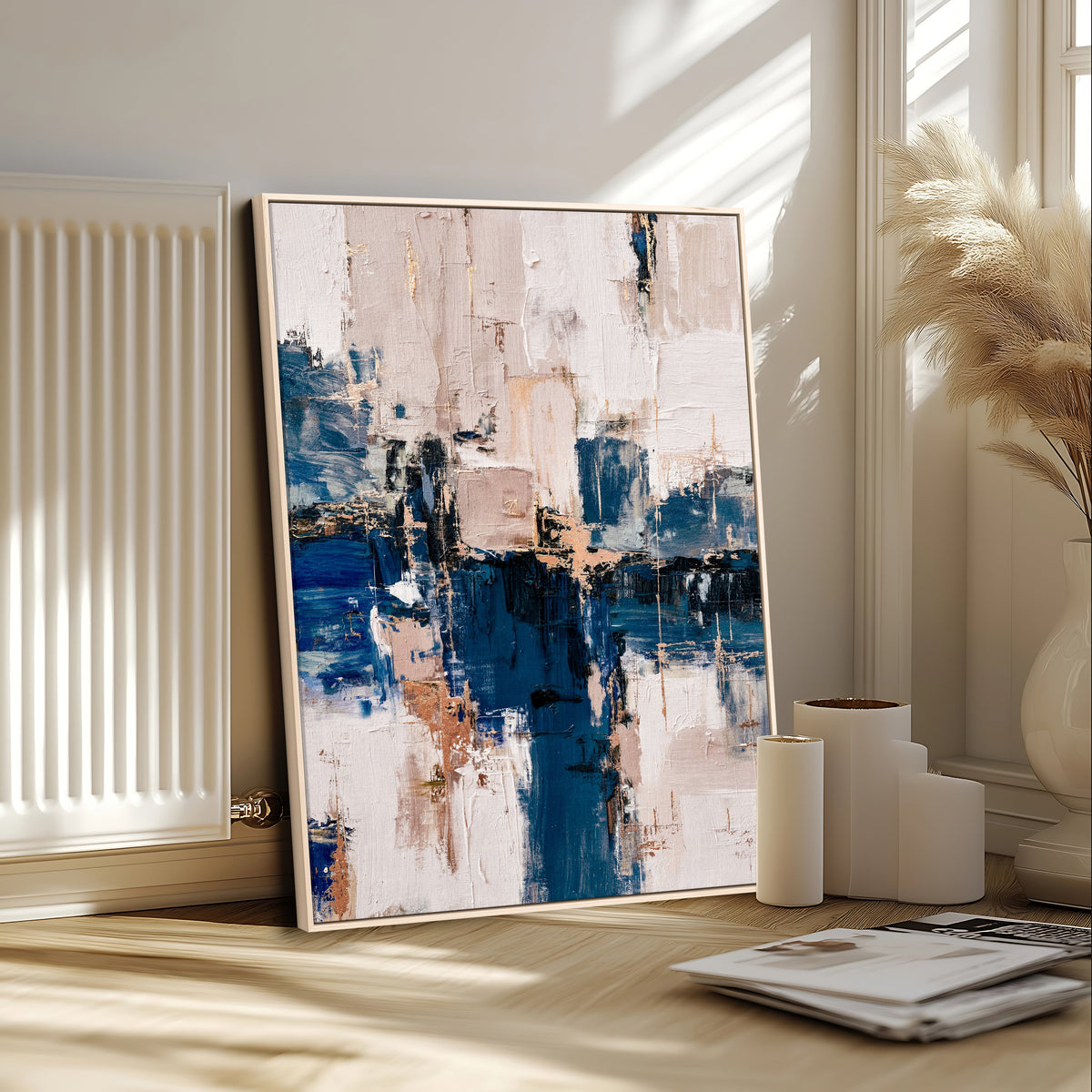 Abstract Navy Blue Wall Art Canvas Print