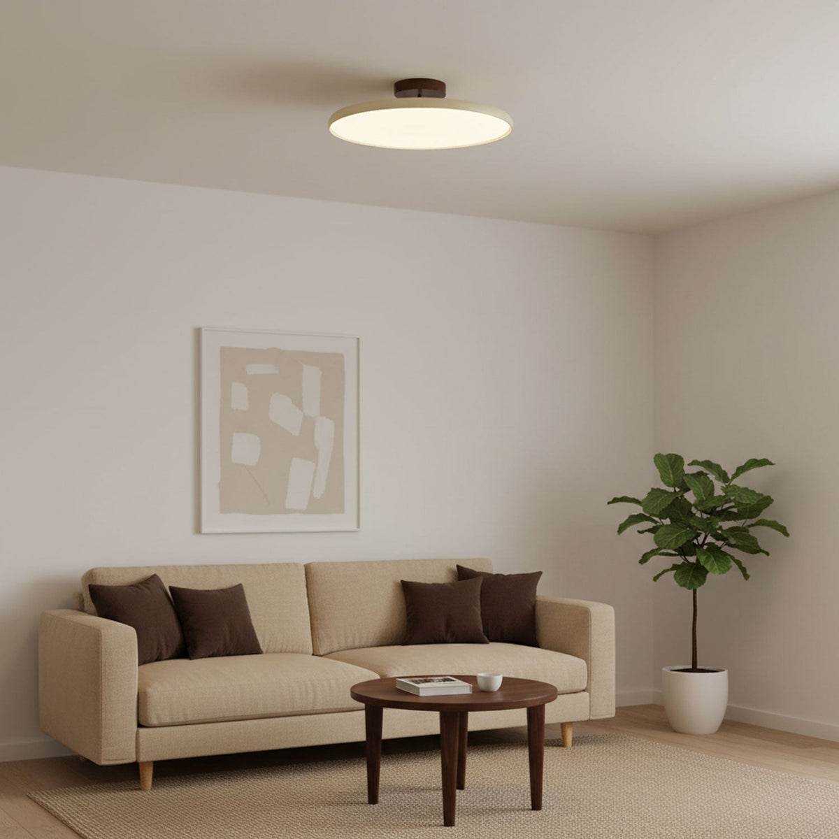 Orbitra | Flush Mount LED Ceiling Light with Swivel Arm, Dimmable Beige or Green Fixture