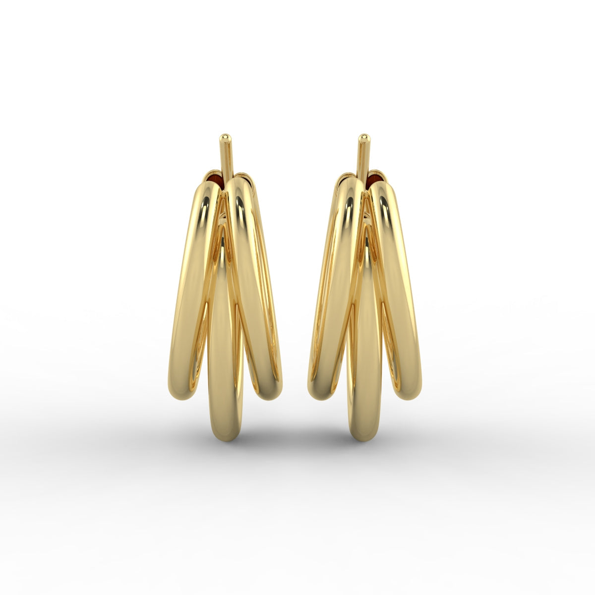 Triple Chunky Hoop Gold Plated Earrings with Gift Pouch