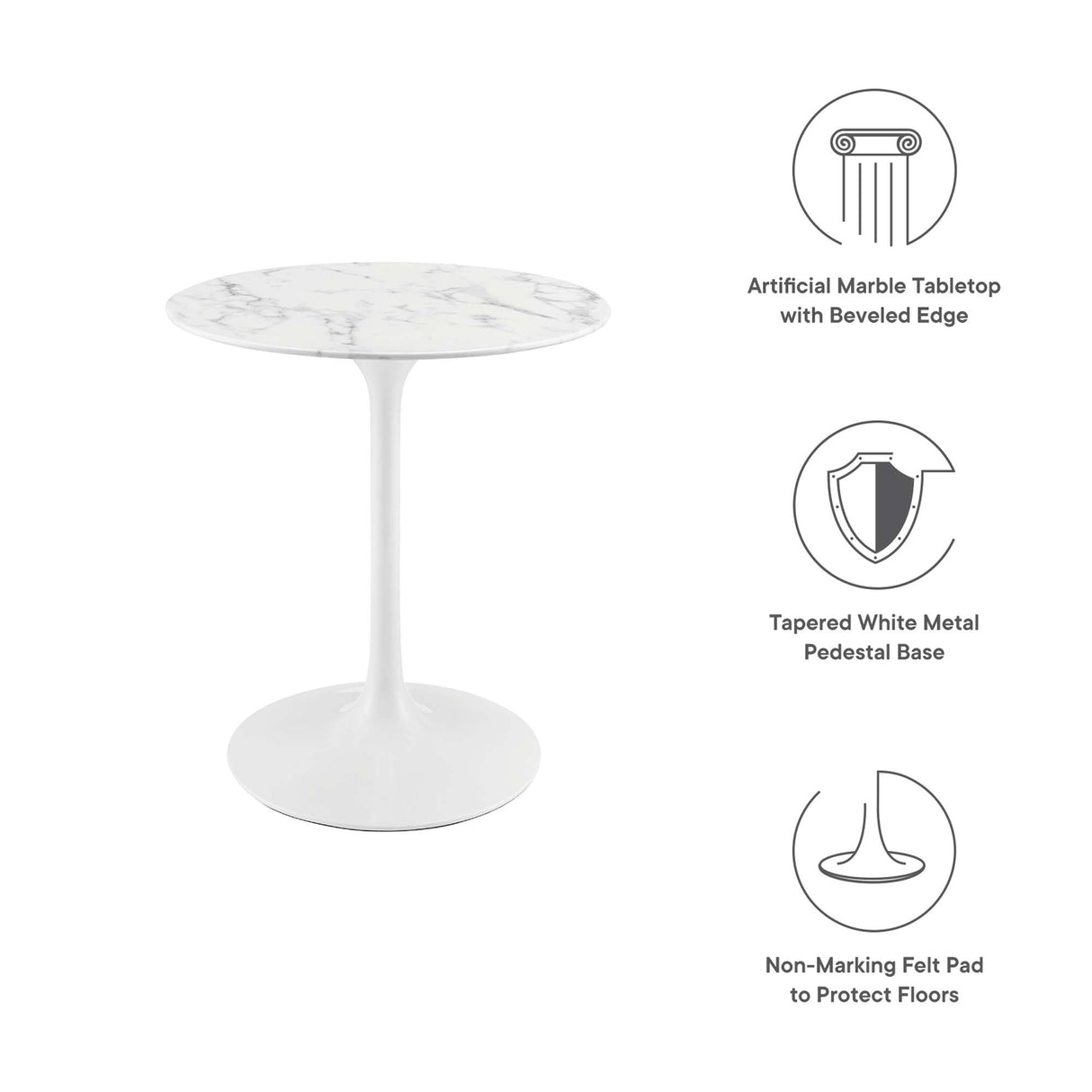 Lippa 28" Round Faux Marble Dining Table by Modway