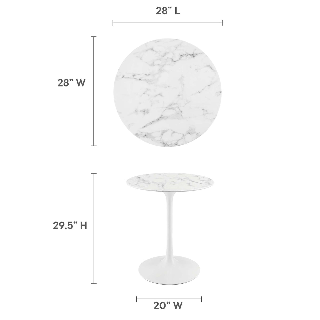 Lippa 28" Round Faux Marble Dining Table by Modway