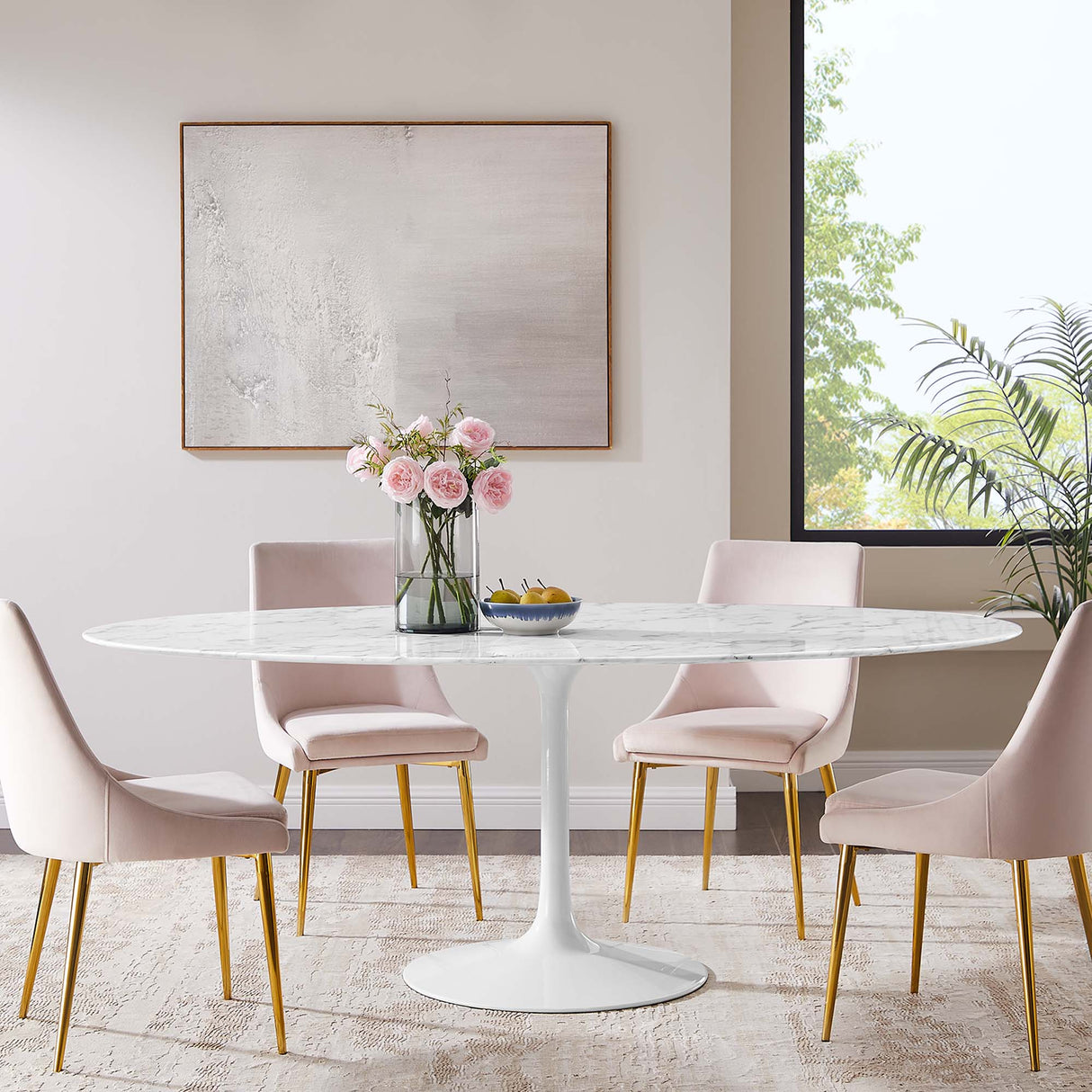 Lippa 78" Oval Faux Marble Dining Table by Modway