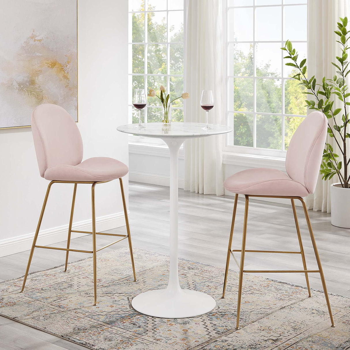 Lippa 28" Round Faux Marble Bar Table by Modway