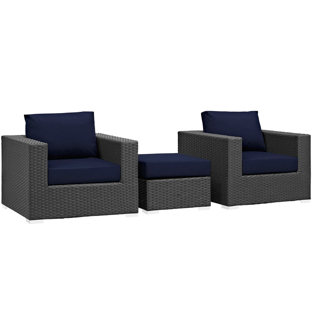Sojourn 3 Piece Outdoor Patio Sunbrella Sectional Set by Modway