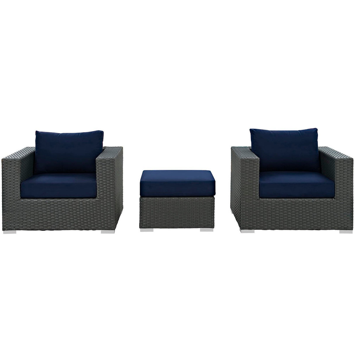 Sojourn 3 Piece Outdoor Patio Sunbrella Sectional Set by Modway