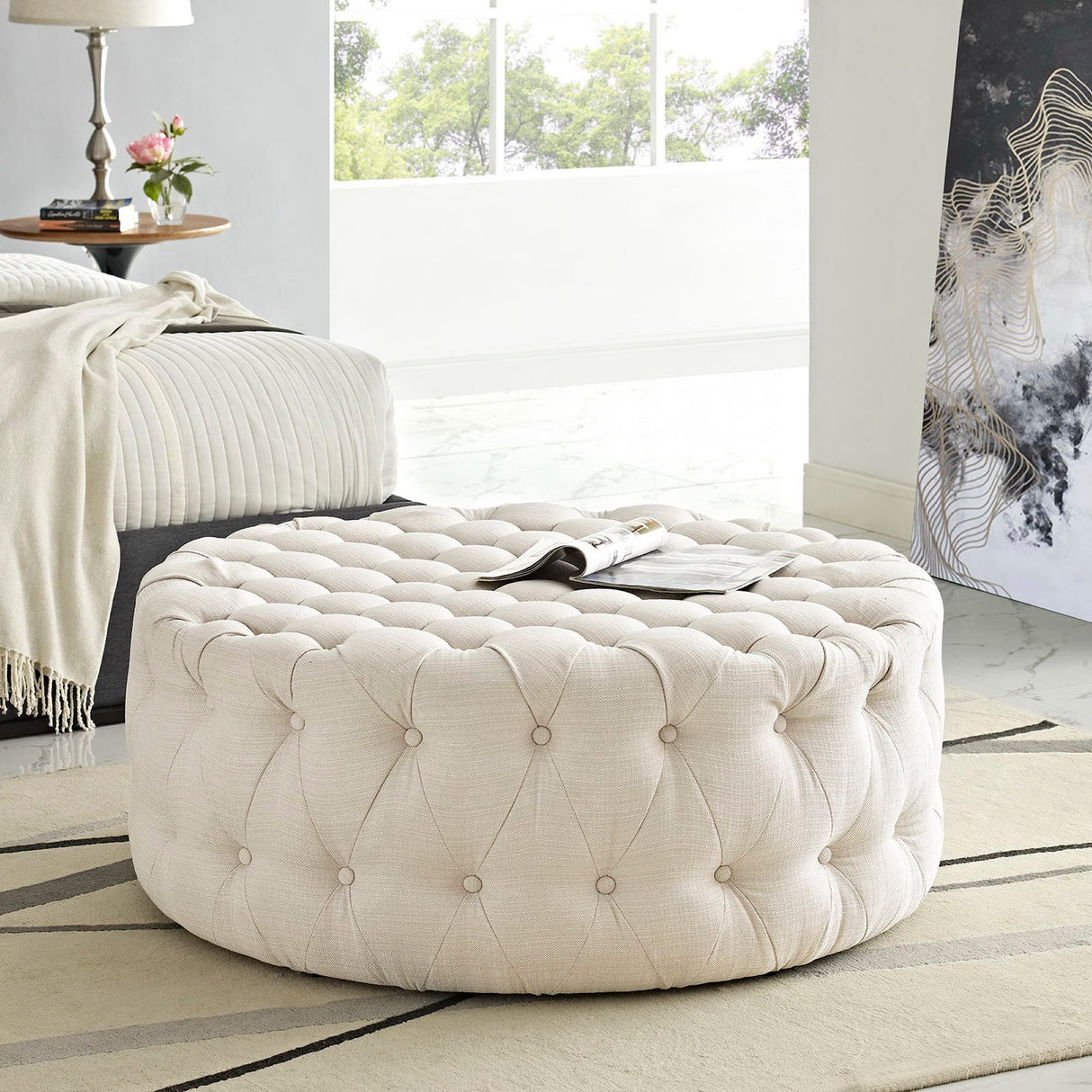 Amour Upholstered Fabric Ottoman by Modway