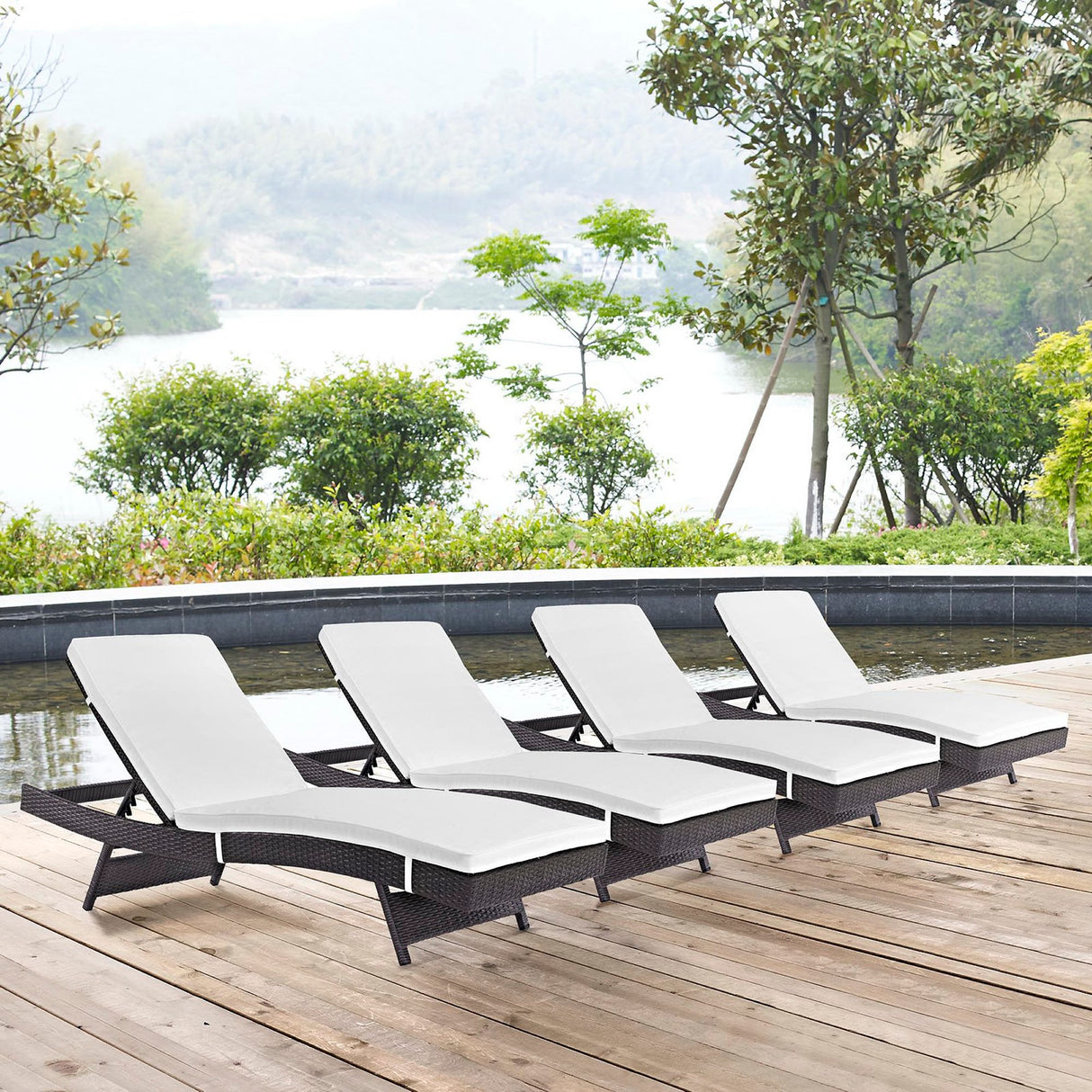 Convene Outdoor Patio Chaise Set of 4 by Modway