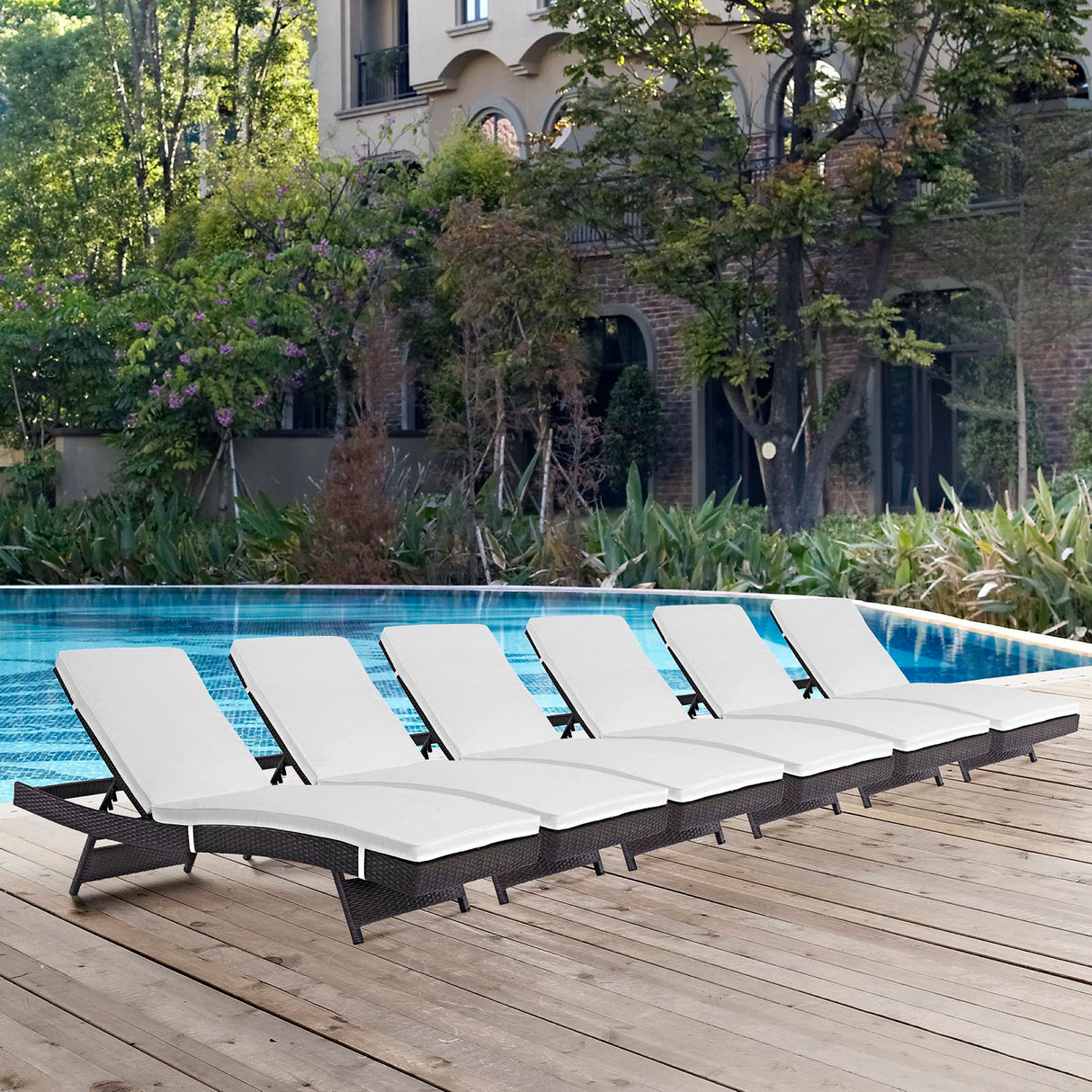 Convene Outdoor Patio Chaise Set of 6 by Modway