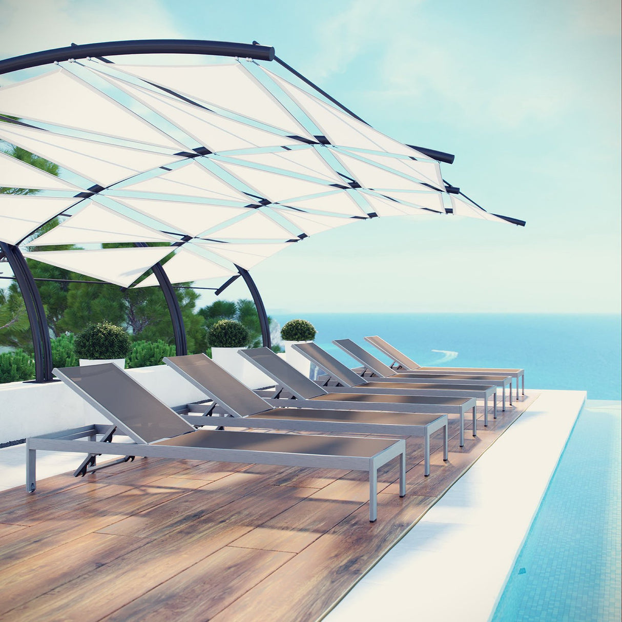 Shore Outdoor Patio Aluminum Chaise Set of 6 by Modway