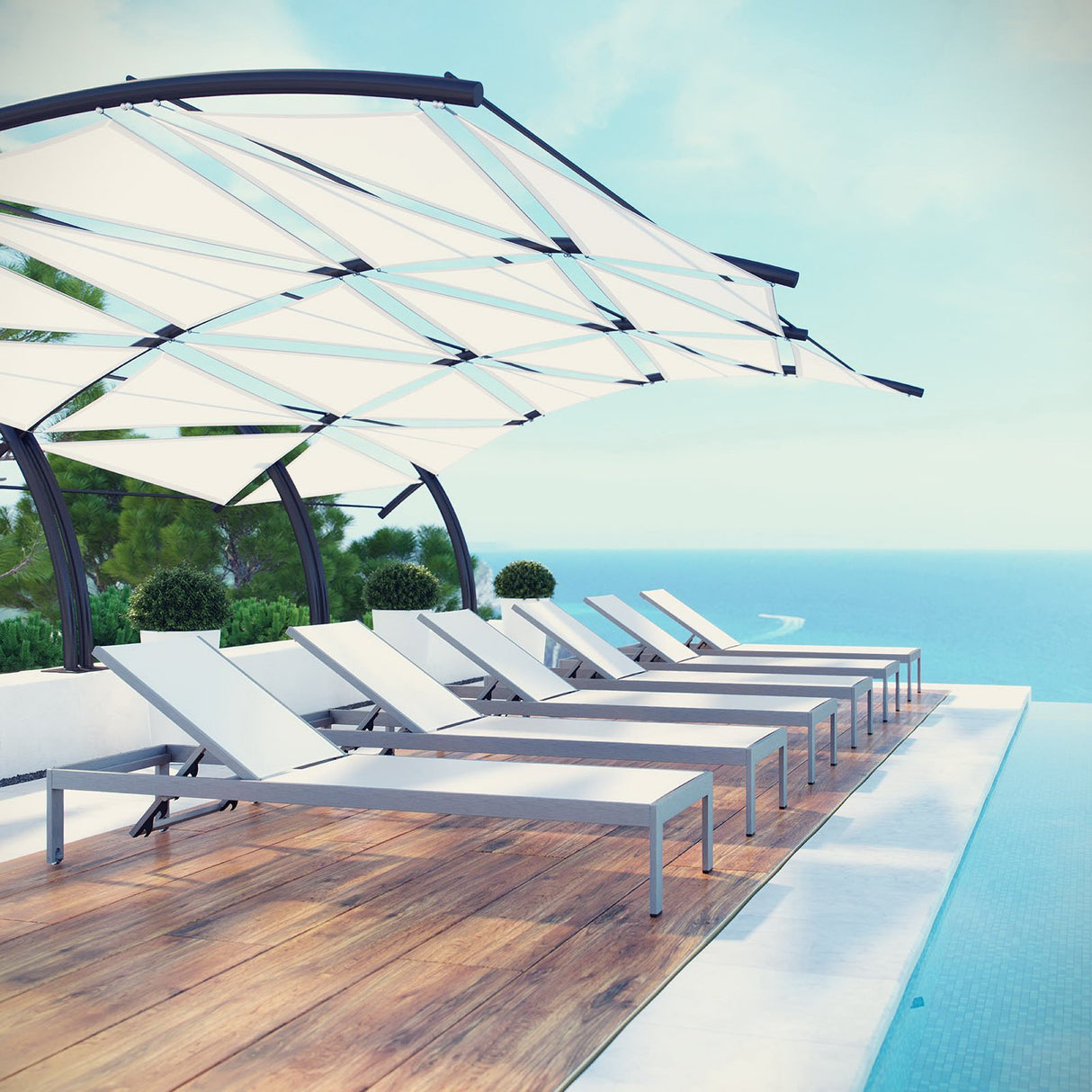 Shore Outdoor Patio Aluminum Chaise Set of 6 by Modway