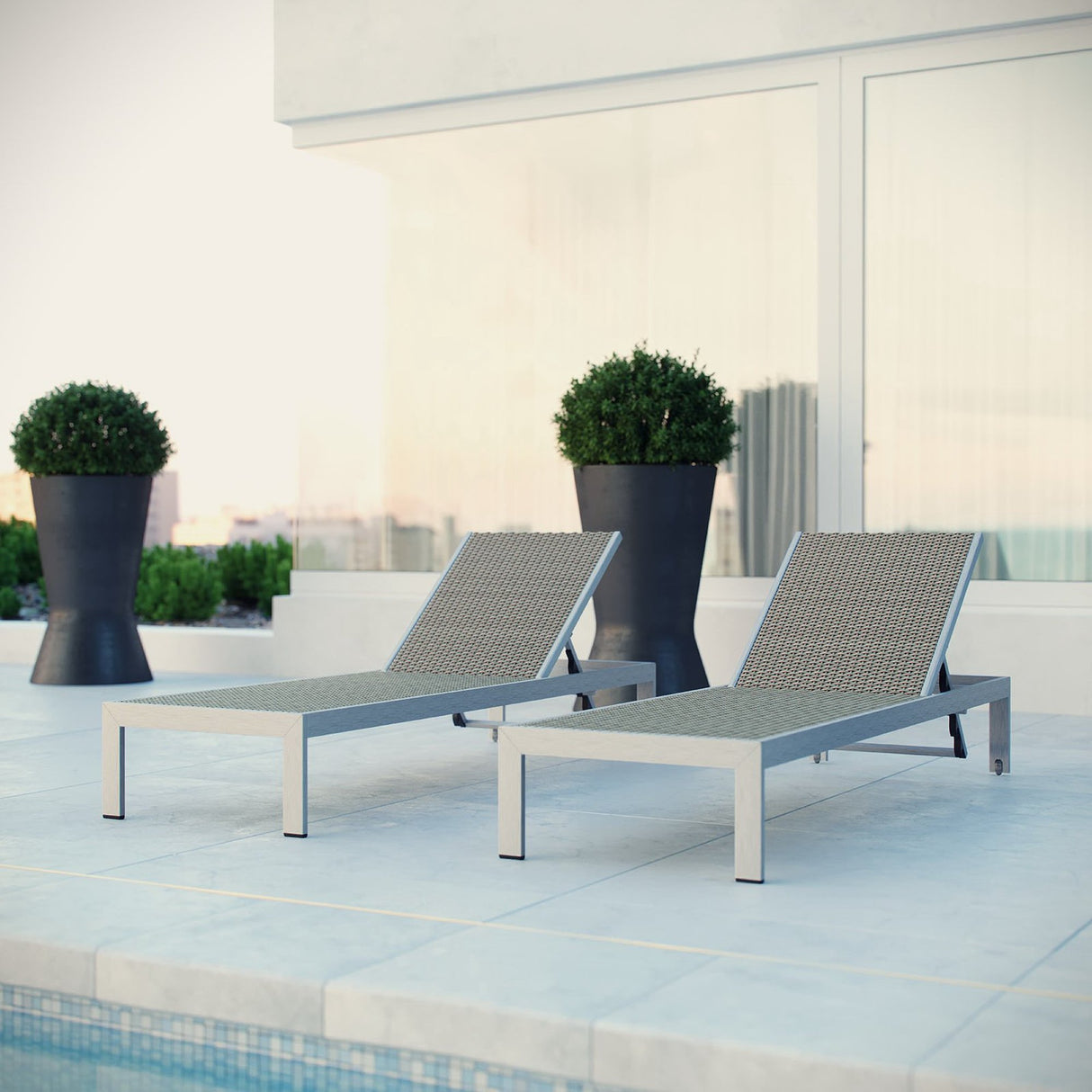 Shore Outdoor Patio Aluminum Chaise Set of 2 by Modway