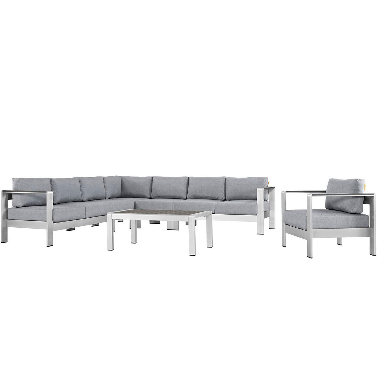 Shore 7-Piece Outdoor Patio Aluminum Sectional Sofa Set by Modway