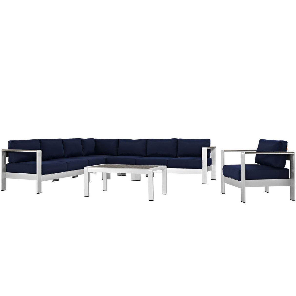 Shore 7-Piece Outdoor Patio Aluminum Sectional Sofa Set by Modway