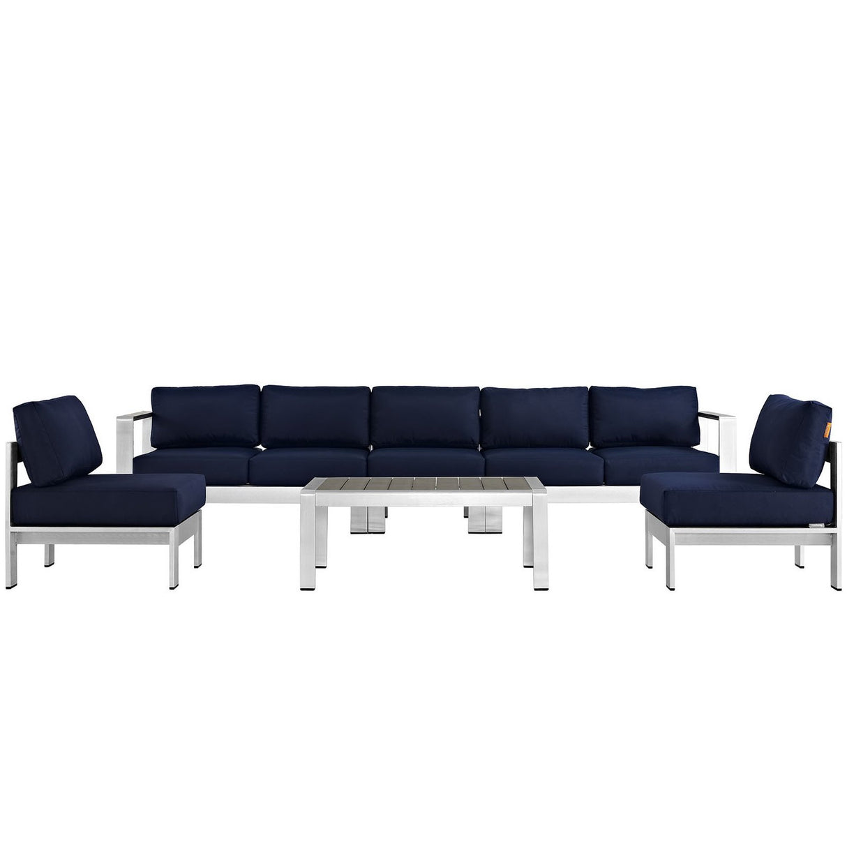 Shore 6 Piece Outdoor Patio Aluminum Sectional Sofa Set by Modway