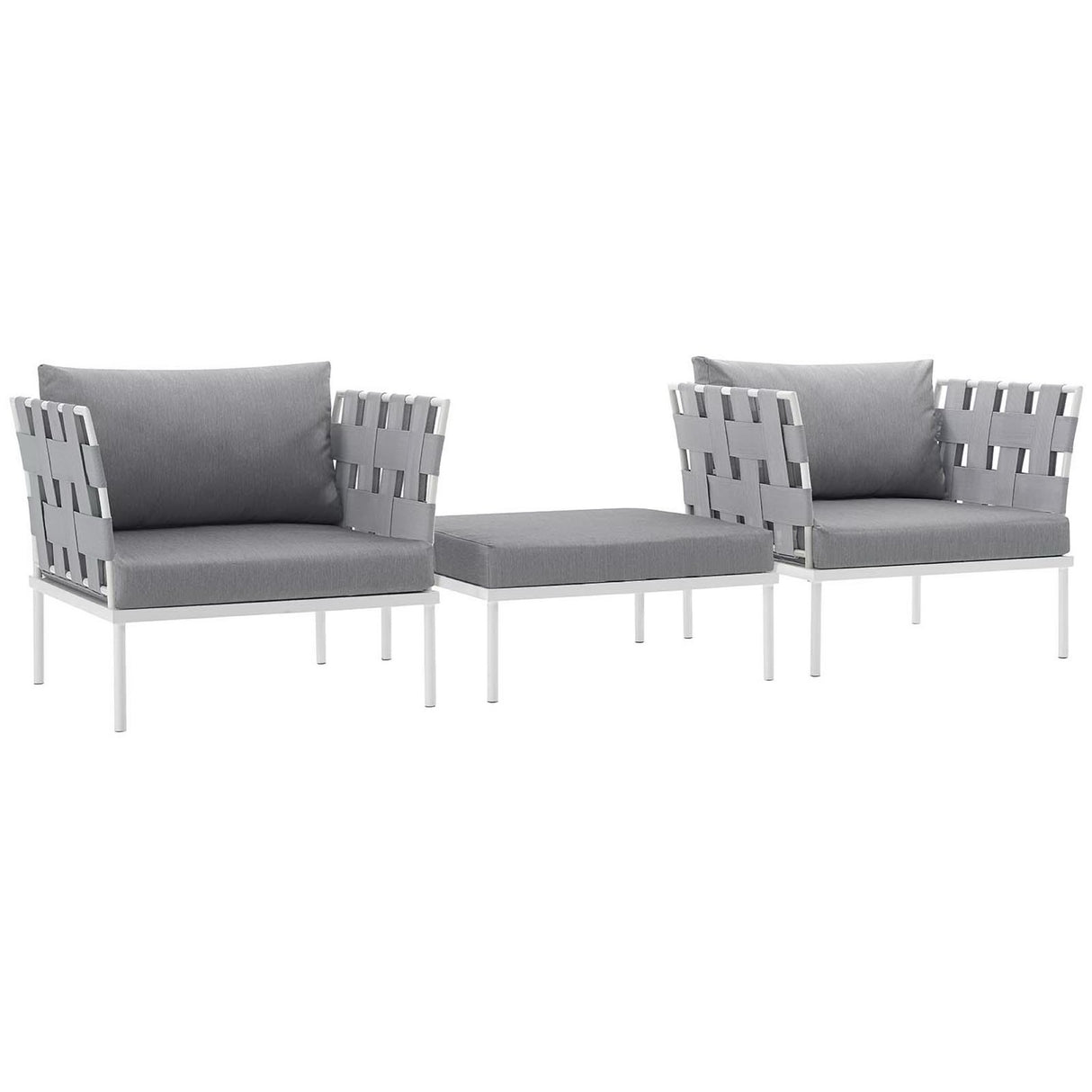 Harmony 3-Piece Outdoor Patio Aluminum Sectional Sofa Set by Modway